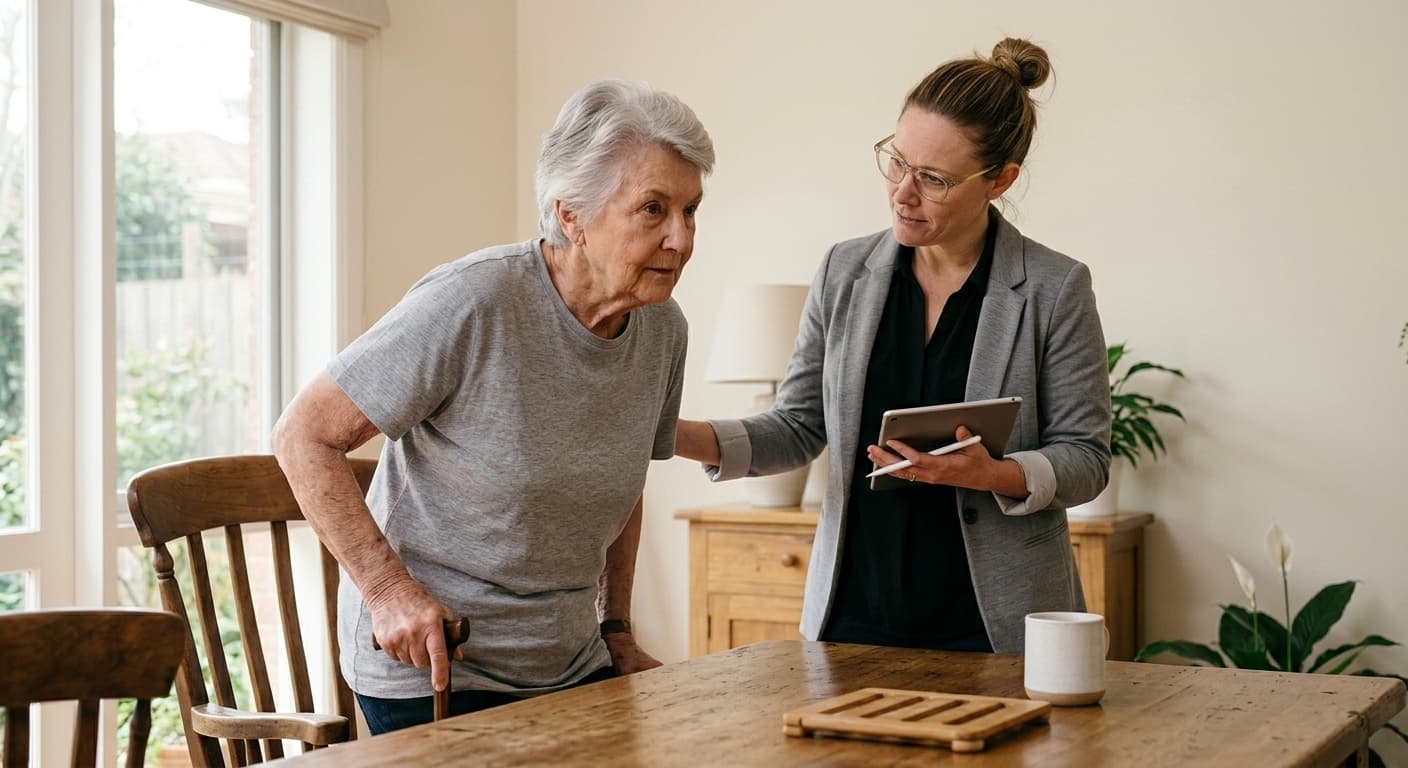 Older adult completing an individualised movement activity at home